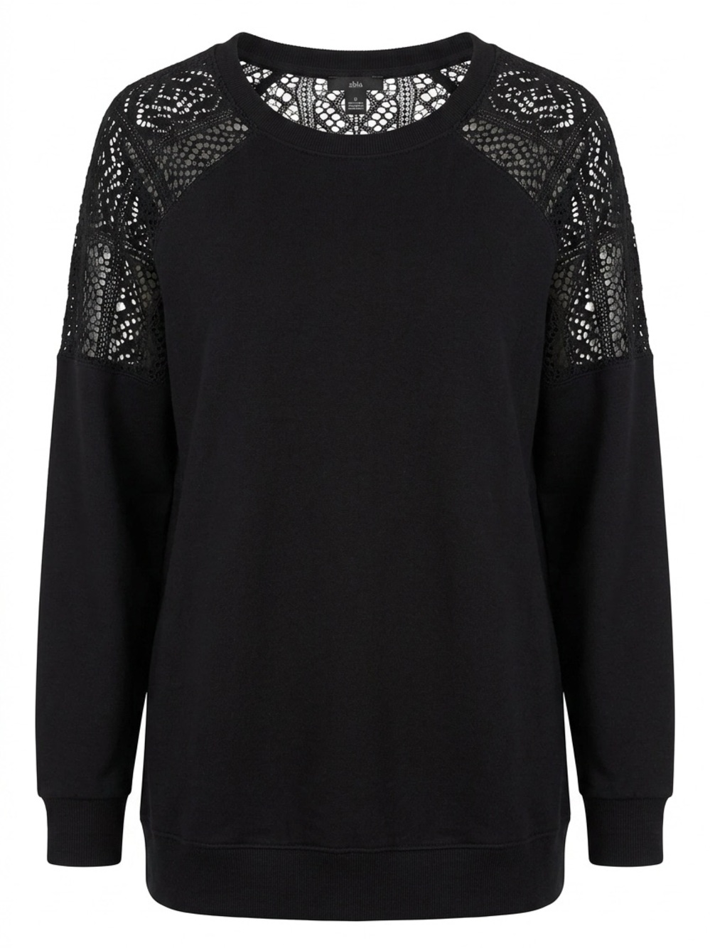 Torrid Black Lace Crochet Shoulder Sweatshirt Tunic Size XL